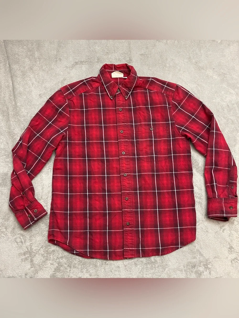 Vintage Eddie Bauer Red Flannel Shirt (Prototype Pattern Department Sample) Sz M